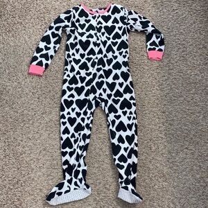 Carter's Black and White Heart Footie with Pink Accents